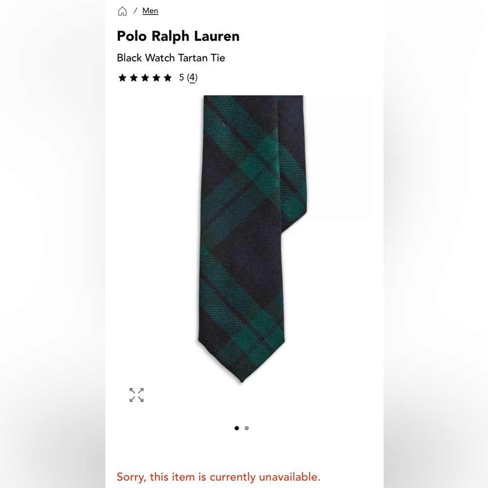 Polo Ralph Lauren Neckwear Core Black Watch Tartan Navy & Green Tie One Size - Picture 4 of 11